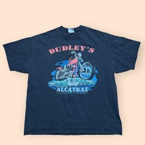 Vintage Dudley's Motorcycle Alcatraz T Shirt A Room With A View XL Vtg Y2K 2000s